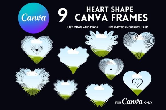 Download Editable Canva Frames Heart, Heart Shape - Editable canva frames Collection