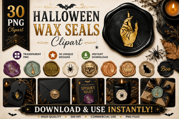 Download 30 Realistic Elegant Halloween Wax Seals - Wax Collection
