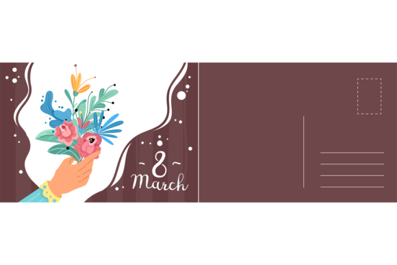Download 8 March Day Card. Hand Holds a Bouquet W - March Collection