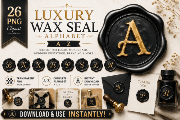 Download Luxury Alphabet Wax Seal Black Stamps - Wax Collection