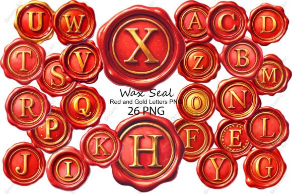 Download Red and Gold Wax Seal with Letters PNG - Wax Collection