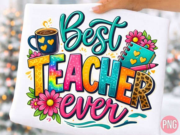 Download Best Teacher Ever Colorful PNG T-shirt - Best Collection