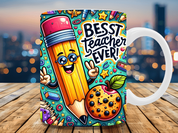 Download Best Teacher Ever Pencil Mug Wrap - Best Collection